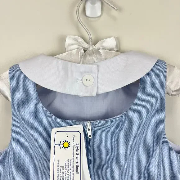 Florence Eiseman Junior Cord Dress with Flowers Blue 4T NWT - Picture 6 of 9